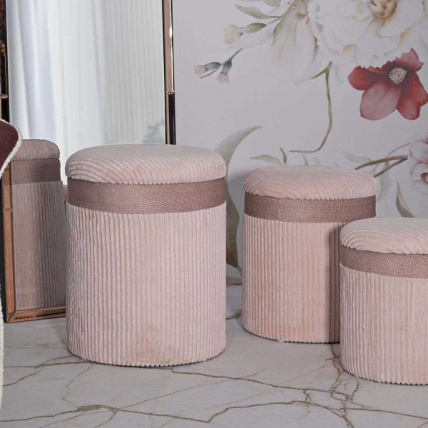 Set de 3 poufs coffre en MDF Curtain - MAURO FERRETTI