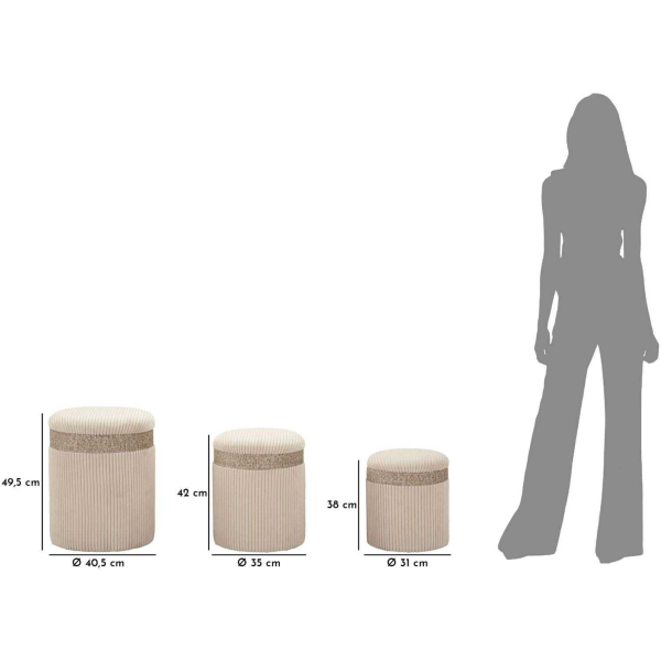 Set de 3 poufs coffre en MDF Curtain - MAU-0642