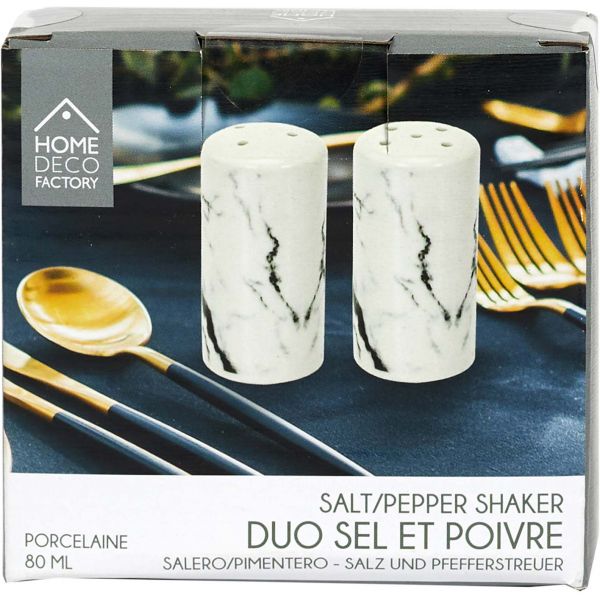 Set salière et poivrière en porcelaine effet marbre - CMP-3757