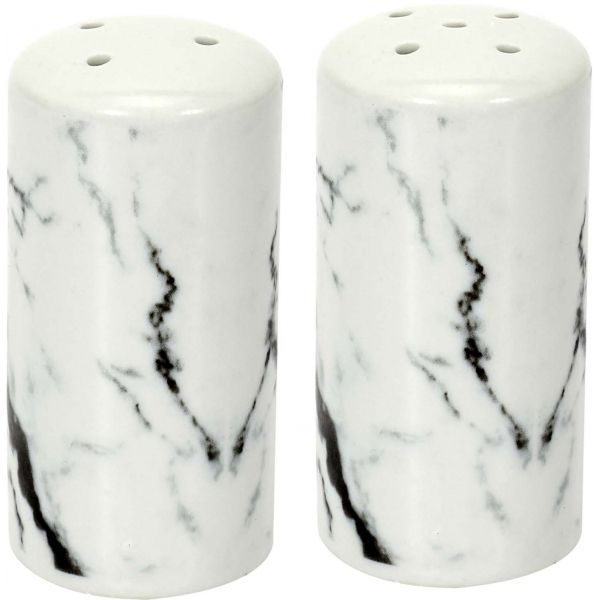 Set salière et poivrière en porcelaine effet marbre