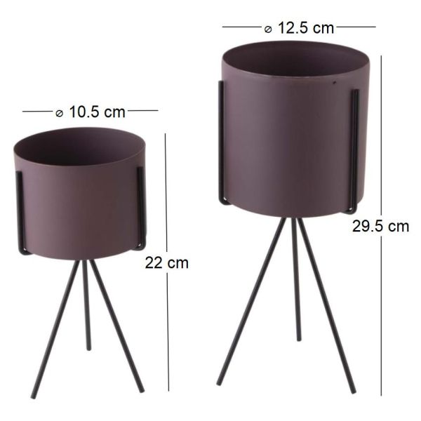Set de 2 supports à plantes ronds Pedestal - 10,28