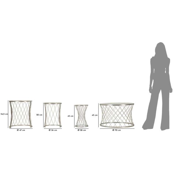 Set table basse et 3 tables d'appoints en métal Noah - MAU-0460