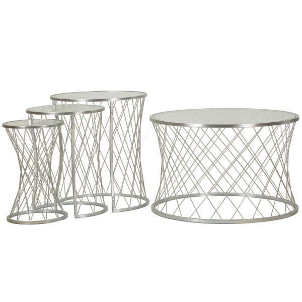 Set table basse et 3 tables d'appoints en métal Noah