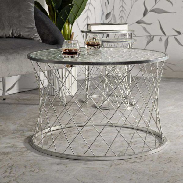 Set table basse et 3 tables d'appoints en métal Noah - MAURO FERRETTI