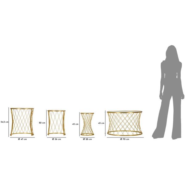 Set table basse et 3 tables d'appoints en métal Noah - MAU-0459