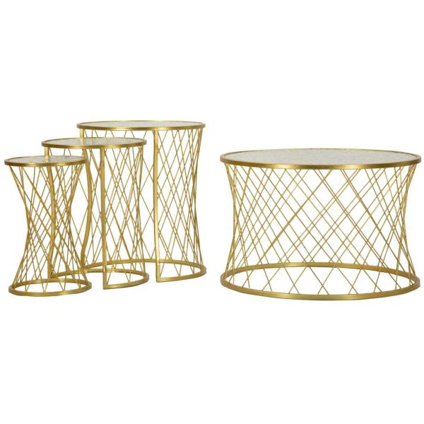 Set table basse et 3 tables d'appoints en métal Noah