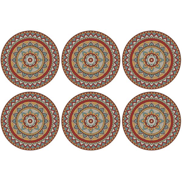 Set de table rond mandala 38 cm (Lot de 6)