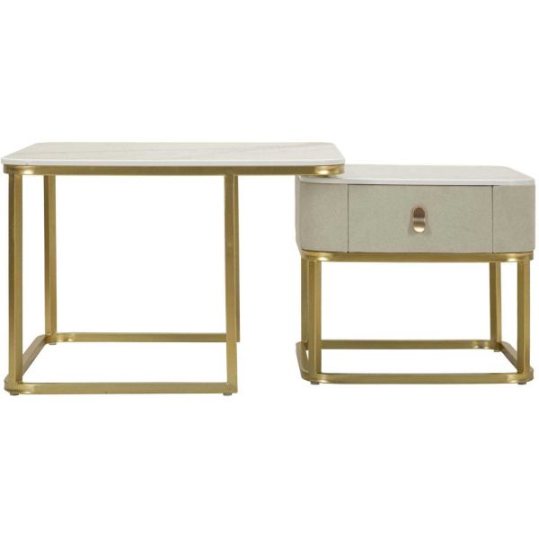 Set de 2 tables d'appoint gigognes en mdf et métal Beautry - MAURO FERRETTI