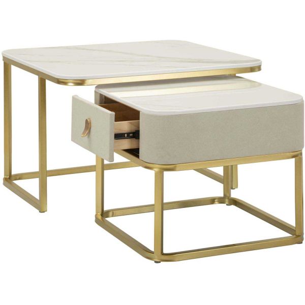 Set de 2 tables d'appoint gigognes en mdf et métal Beautry - MAU-0645