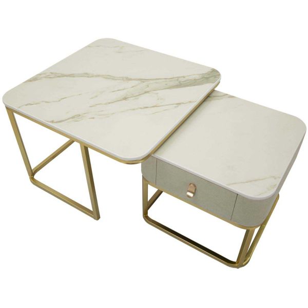 Set de 2 tables d'appoint gigognes en mdf et métal Beautry - 359