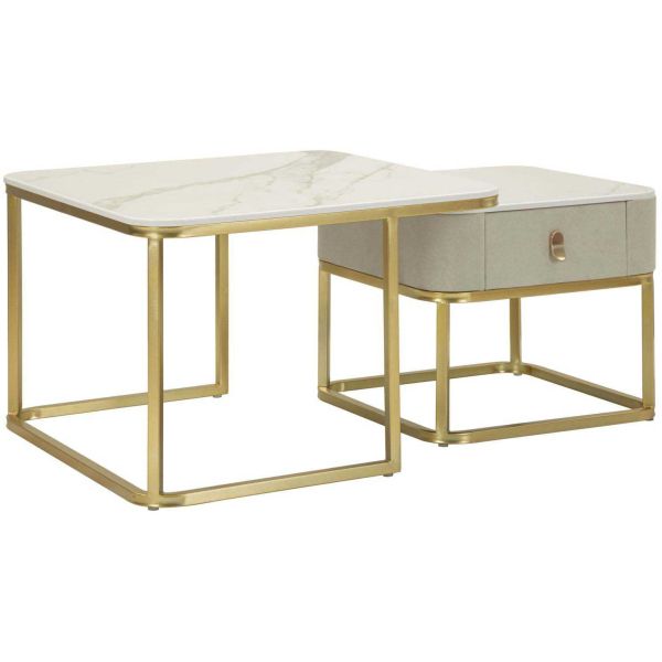 Set de 2 tables d'appoint gigognes en mdf et métal Beautry