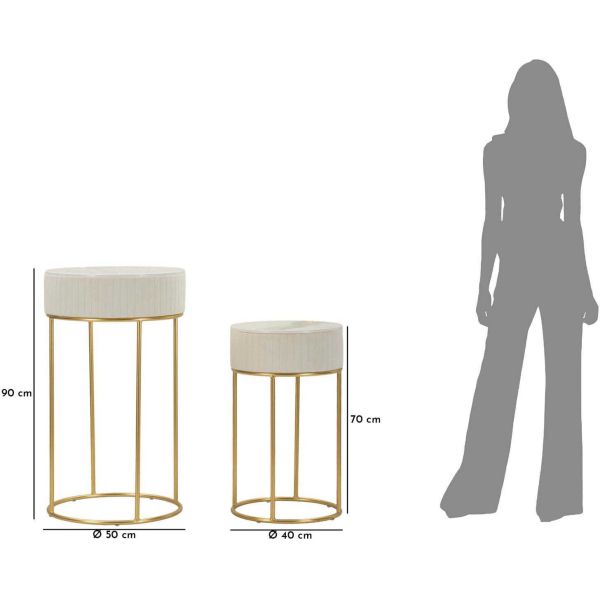 Set de 2 tables d'appoints en mdf et métal Wedding - MAU-0644
