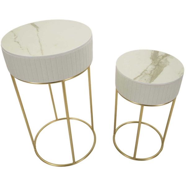 Set de 2 tables d'appoints en mdf et métal Wedding - 279