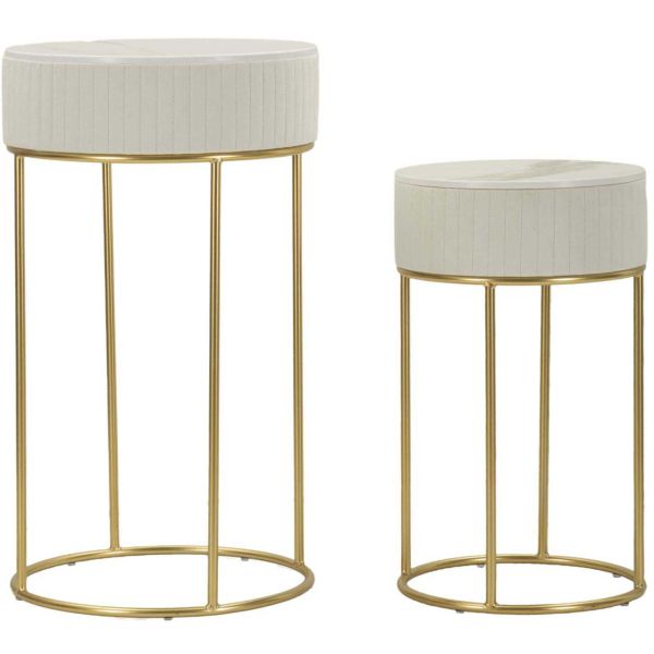 Set de 2 tables d'appoints en mdf et métal Wedding