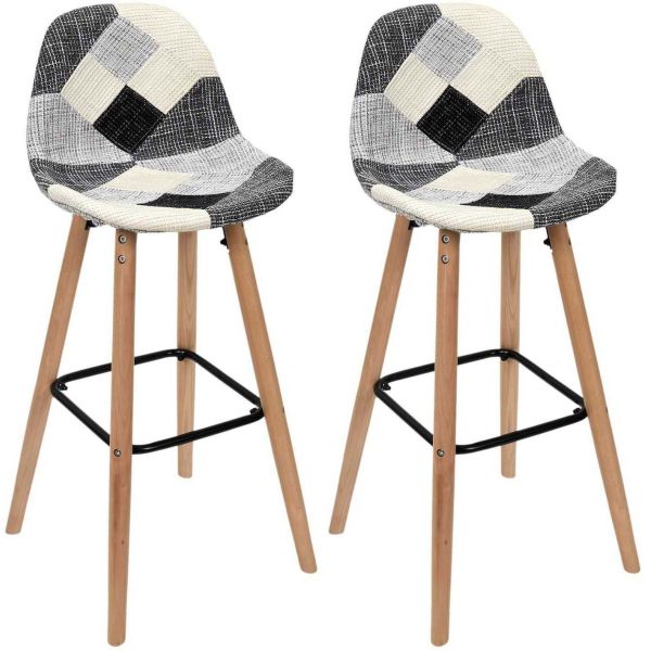 Set de 2 tabourets de bar patchwork