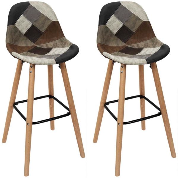 Set de 2 tabourets de bar patchwork