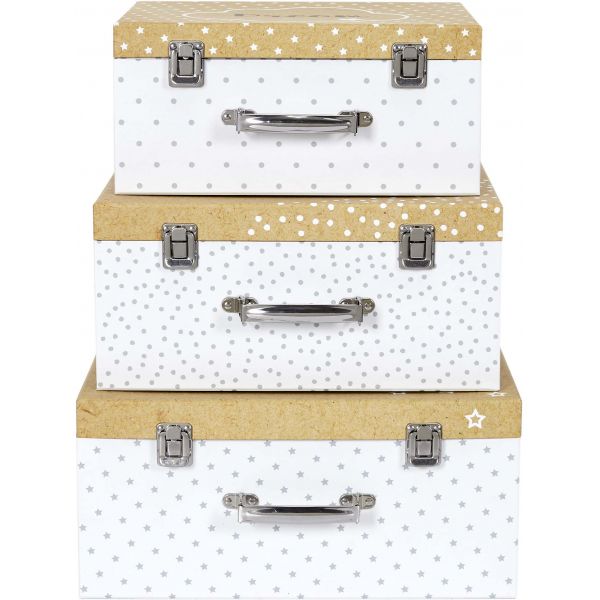 Set de 3 valisettes de rangement enfant étoiles - CMP-3403