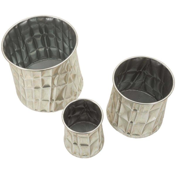 Set de 3 vases en métal argenté - 94,90