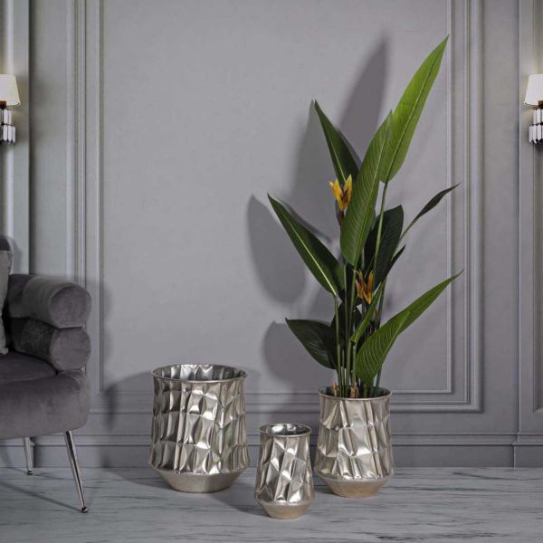Set de 3 vases en métal argenté - MAURO FERRETTI