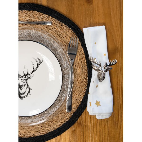 Sets de table ronds en jonc naturel et jute teinté (Lot de 6) - AUBRY GASPARD