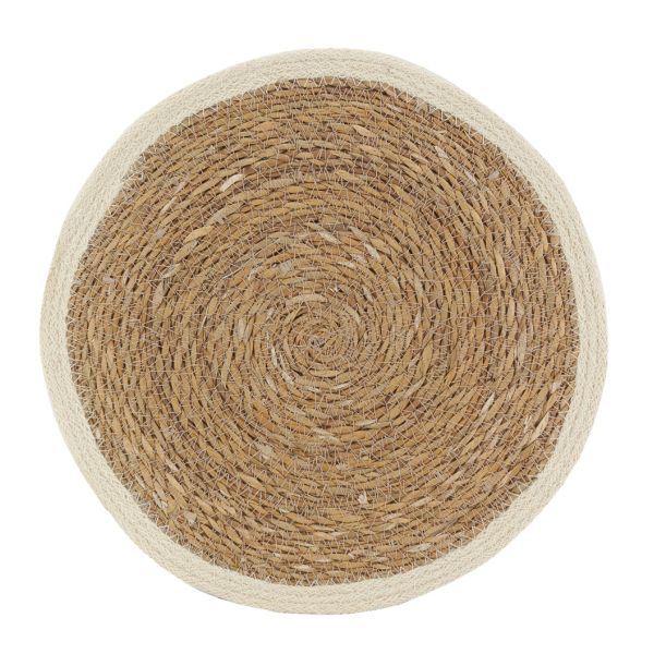 Sets de table ronds en jonc naturel et jute teinté (Lot de 6) - 5