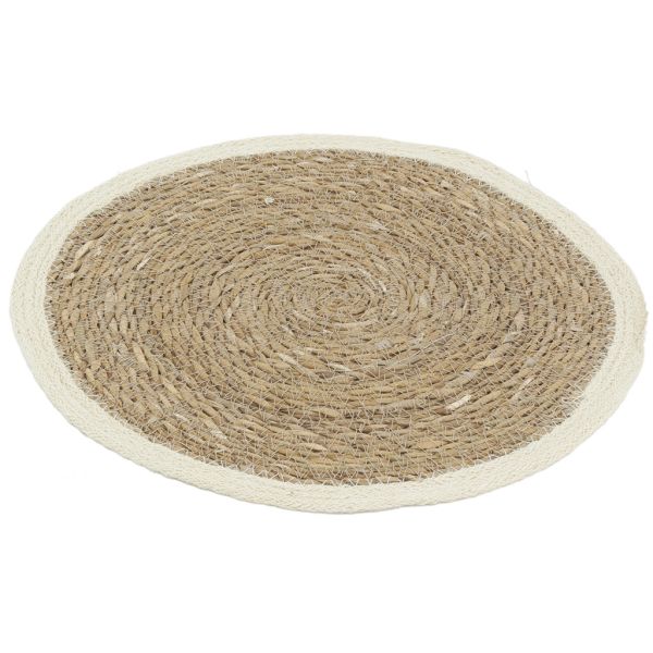 Sets de table ronds en jonc naturel et jute teinté (Lot de 6) - 29,90