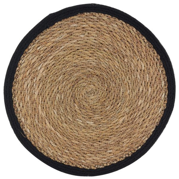 Sets de table ronds en jonc naturel et jute teinté (Lot de 6) - 5