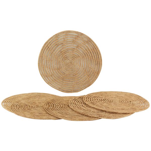 Sets de table ronds en palmier naturel (Lot de 6) - AUB-5262
