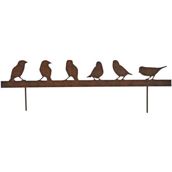 Silhouette famille oiseaux en fer 70 x 12 cm