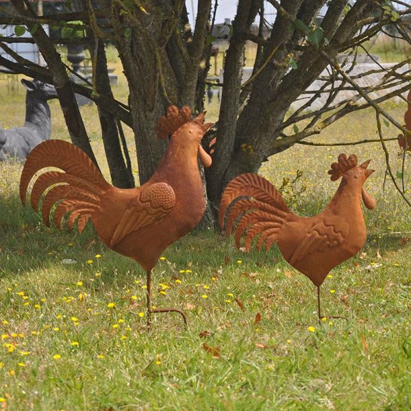 Silhouettes coq en fer (Lot de 2) - LA GRANDE PRAIRIE