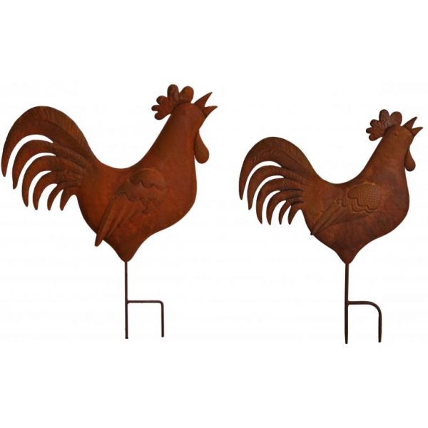 Silhouettes coq en fer (Lot de 2)