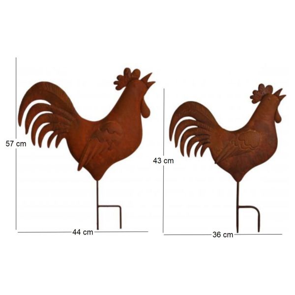Silhouettes coq en fer (Lot de 2) - 21,29