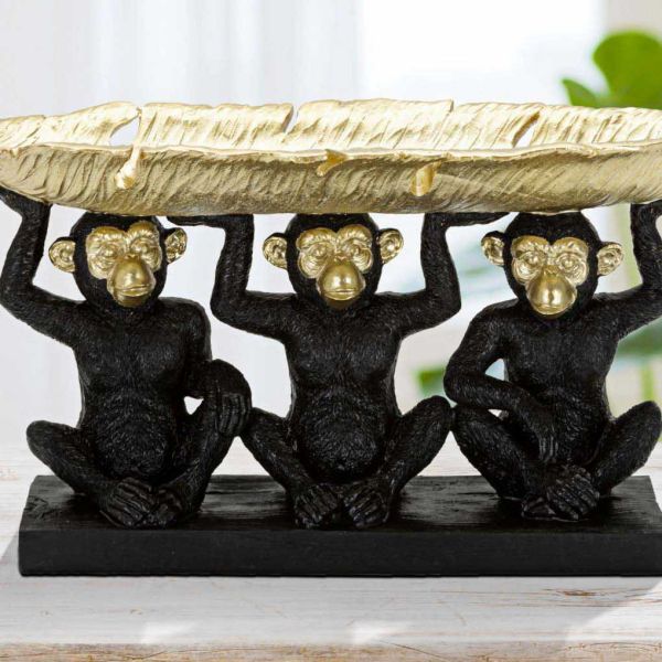 Singe décoratif en polyrésine Monkey trio 43 x 15.7 x 20 cm - MAURO FERRETTI