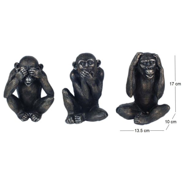 Singes en résine Ne pas voir - entendre - parler (Lot de 3) - ORIGEN