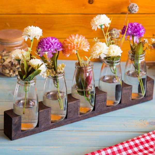 Soliflore en bois et verre Candy - HANAH HOME