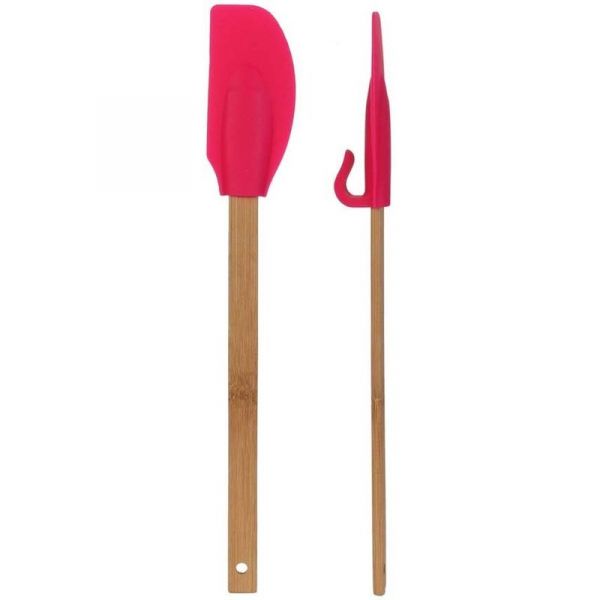 Spatule en bambou et silicone avec accroche