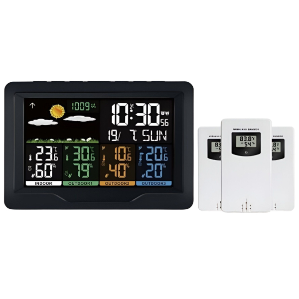 Station météo couleur avec 3 capteurs extérieurs