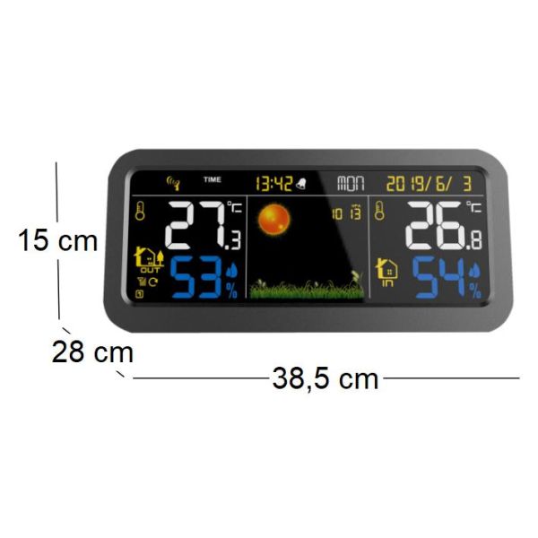 Station météo électronique couleur avec capteur extérieur - STI-0125