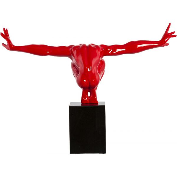 Statue design athléte Dive rouge