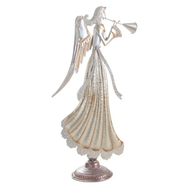 Statuette ange en métal doré et paillettes