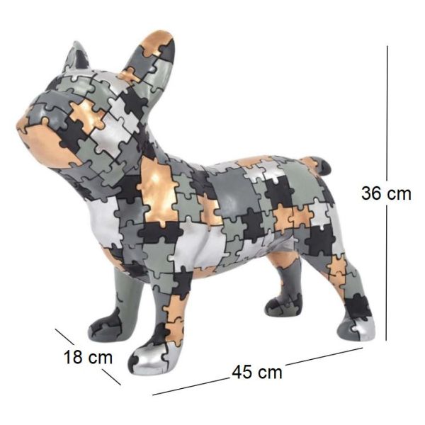 Statuette bouledogue debout en polyrésine Puzzle - 83,30
