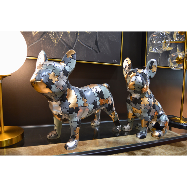 Statuette bouledogue debout en polyrésine Puzzle - DRI-0115