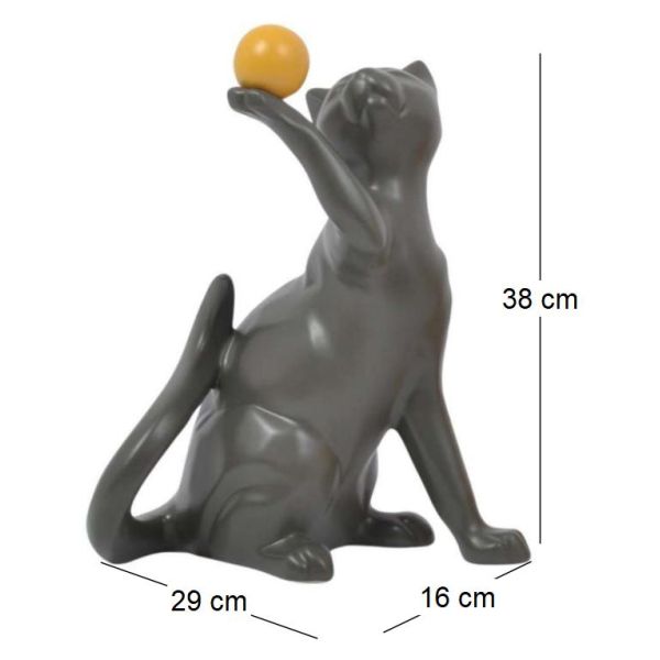 Statuette en céramique chat avec balle Shadow - 8