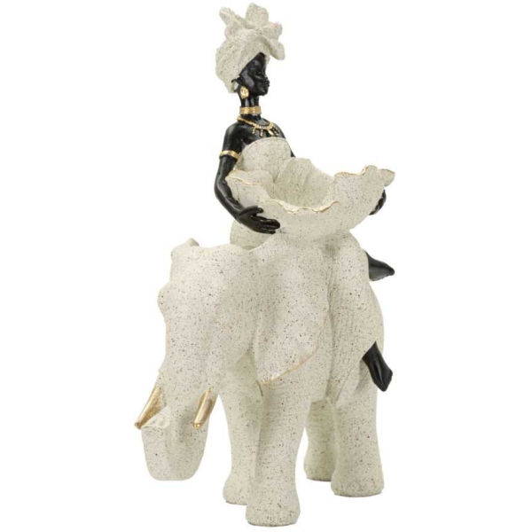 Statuette en polyrésine Femme africaine sur éléphant - 29,90