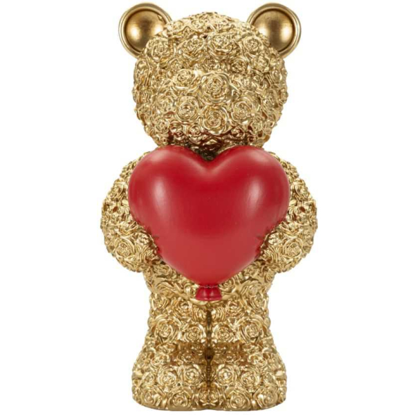 Statuette en polyrésine Ours avec coeur Teddy