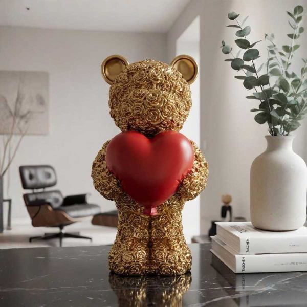 Statuette en polyrésine Ours avec coeur Teddy - MAURO FERRETTI