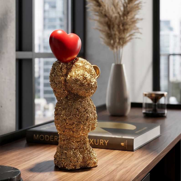 Statuette en polyrésine Ours avec coeur Teddy - MAURO FERRETTI