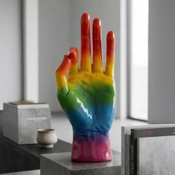 Statuette en polyrésine Rainbow hand - MAURO FERRETTI