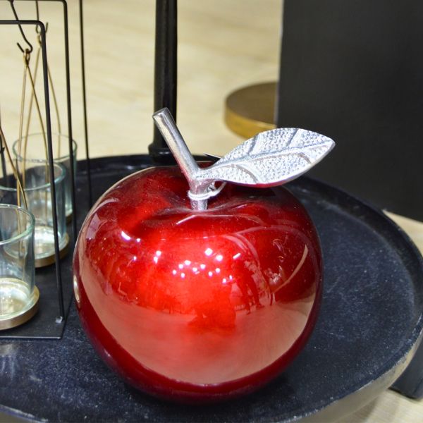 Statuette pomme rouge en aluminium Claire - 