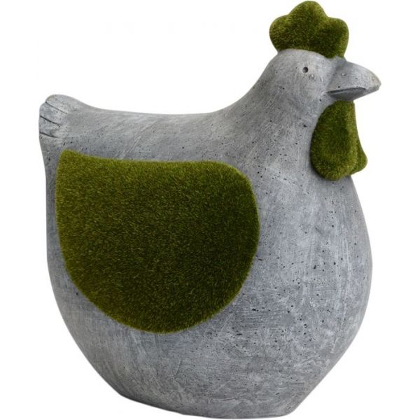 Statuette poule déco effet herbe